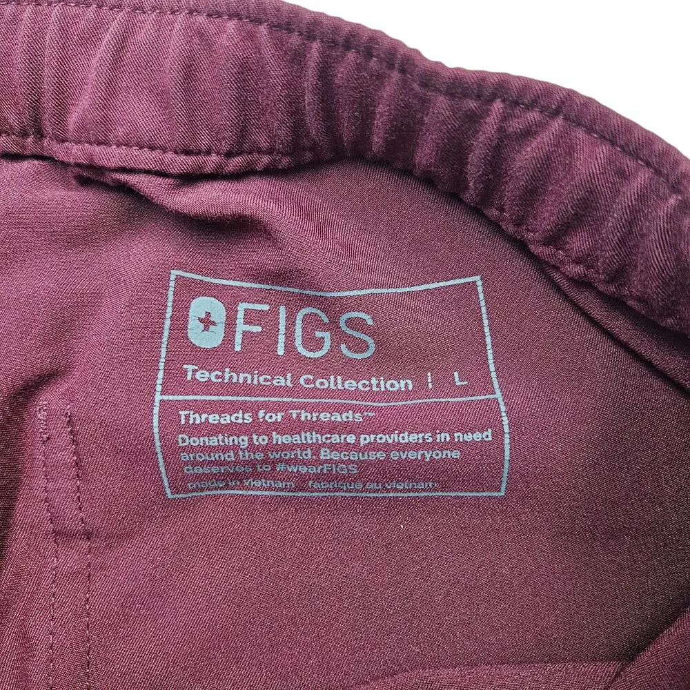 FIGS Cairo Cargo Scrub Pants Mens Large Burgundy Straight Leg